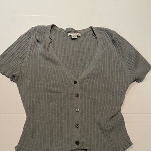 American Eagle Outfitters Gray Button-Down Shirt